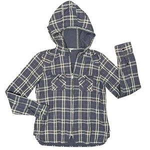 Horny Toad Navy Plaid Hooded Blazer Jacket